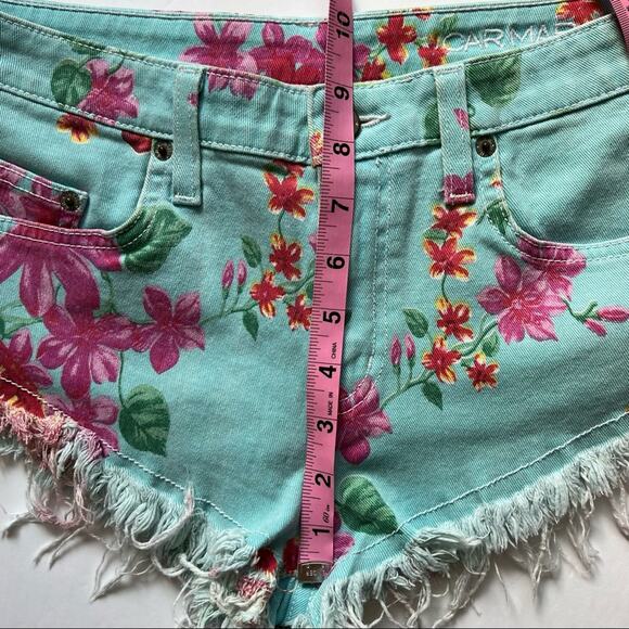 LF Carmar Festival Shorts Size 27 Floral Cheeky Distressed Teal Pink - Picture 10 of 13